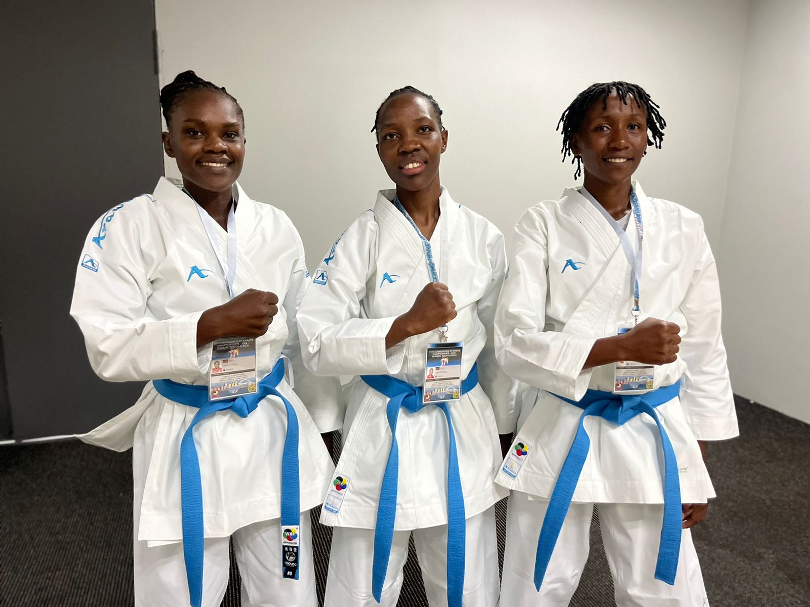 Kenya’s female kata team at the Commonwealth Championship in Durban, South Africa.